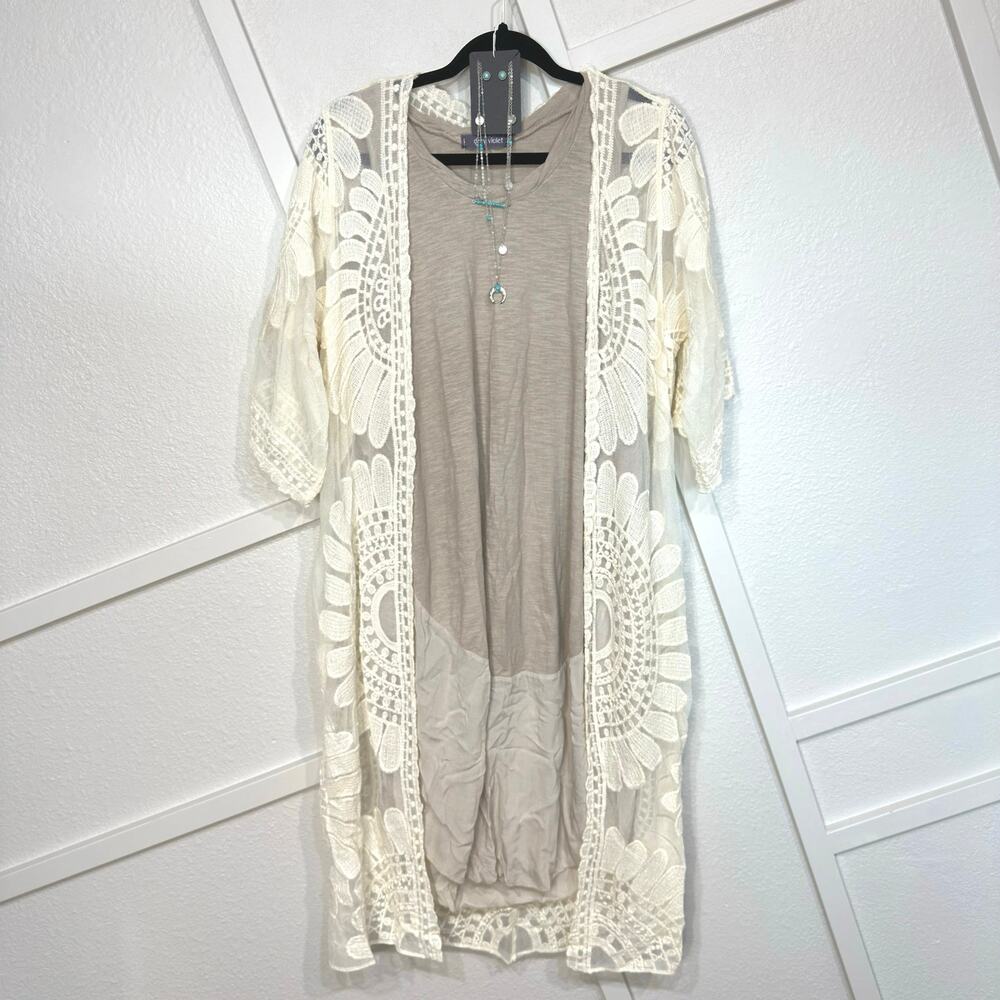 Rebellion Again Floral Embroidered Kimono Small Oversized Festival Boho Chic